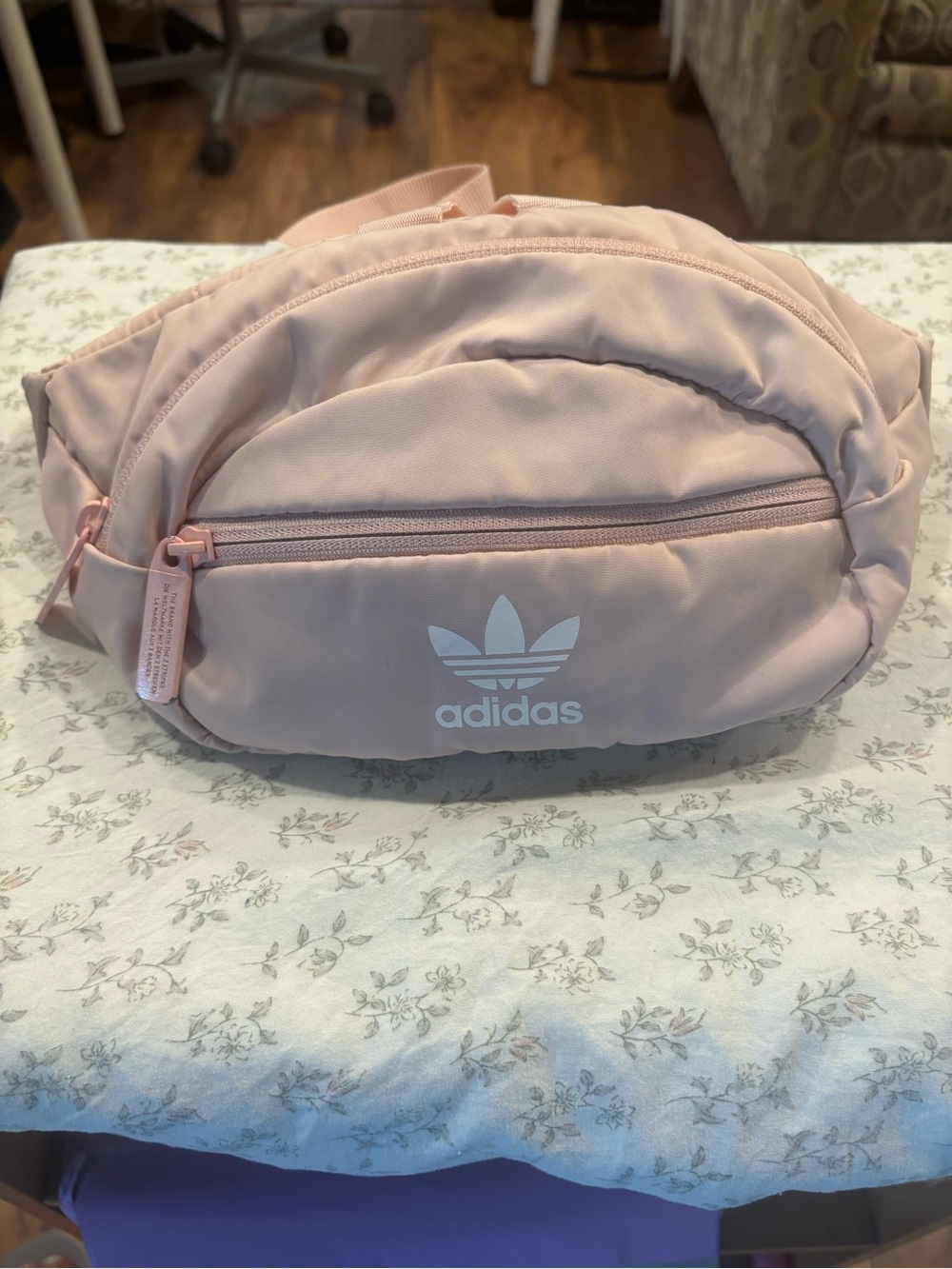 adidas Light Pink Waist Bag with White Logo